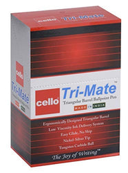 Cello Tri-Mate Triangular Barrel Ballpoint Pen 1.00 mm (Black) - Pack of 50