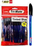 BIC Cristal Cello Original Ballpoint Pens Medium Point (Tinted Blue, Pack of 10)