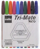 Bic cello Tri-mate Neo Medium Rainbow Ballpoint Pens, Assorted Colours, Pack of 10
