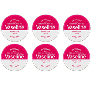 Vaseline Lip Therapy Petroleum Jelly 20g with Rose & Almond Oil ROSY LIPS x 6 Tins