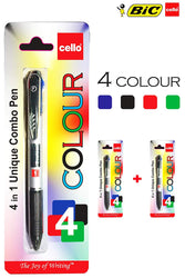 BIC Cello 4 Colours Original Ballpoint Pens Fine Point (0.7 mm) -Pack Of 3