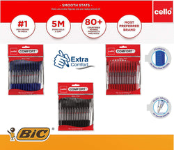 BIC Cello Extra Comfort Ballpoint Pens Medium Point - Pack of 12 Red