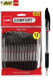 BIC Cello Extra Comfort Grip Ballpoint Pens Medium Point Retractable Ballpoint Pens - (1.0 mm), Pack of 12, Black Pens