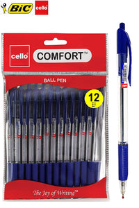 BIC Cello Extra Comfort Ballpoint Pens Medium Point - Pack of 12 (Blue)