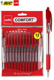 BIC Cello Extra Comfort Ballpoint Pens Medium Point - Pack of 12 Red