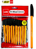 BIC Cello Tri-Mate Orange Fancy Ballpoint Pens Medium Point (Black, Pack Of 10)