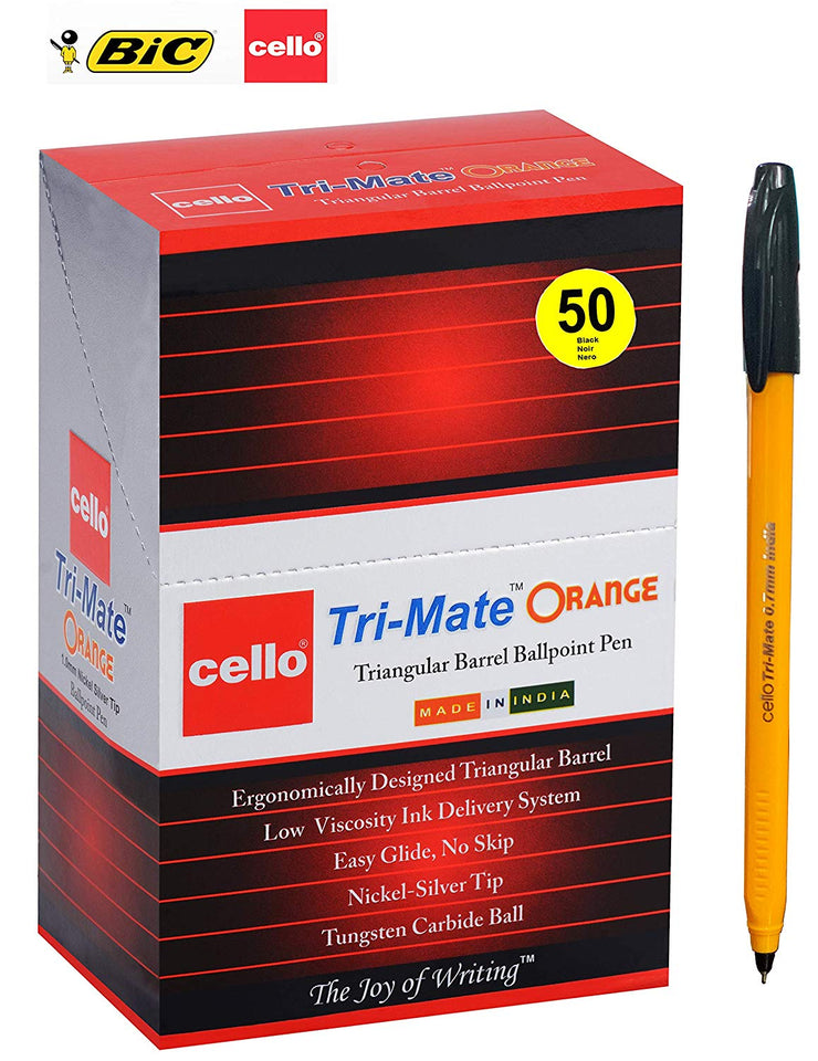 BIC Cello Original Orange Ballpoint Pens Medium Point (0.7 mm) – Box of 50 (Black)