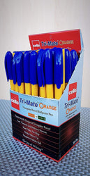 Cello Tri-Mate Triangular Barrel Ballpoint Pen 1.0 mm (Orange Blue) - Pack of 50