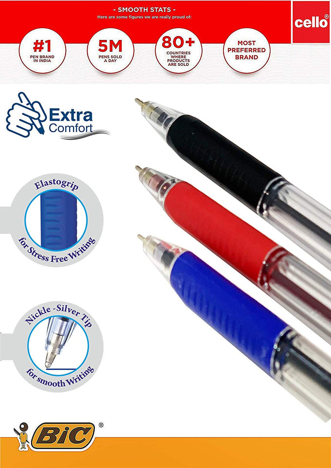 BIC Cello Extra Comfort Ballpoint Pens Medium Point - Pack of 12 Red
