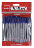 Cello Tri-Mate Triangular Barrel Ballpoint Pen 1.00 mm - 10 Pieces Pack (BLUE)