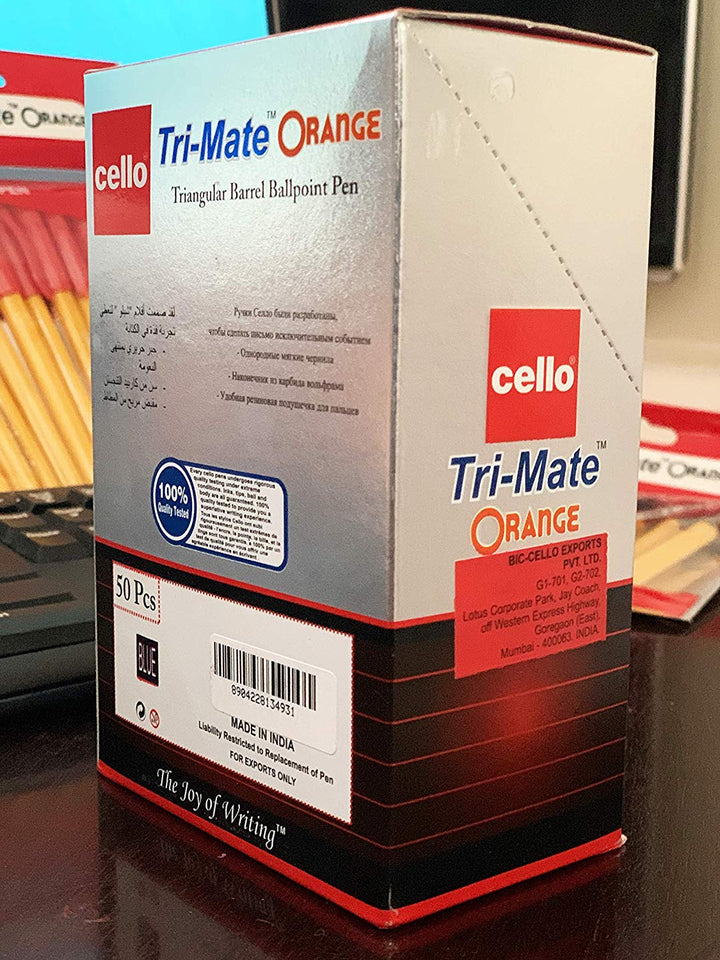 BIC Cello Original Orange Ballpoint Pens Medium Point (0.7 mm) – Box of 50 (Blue)