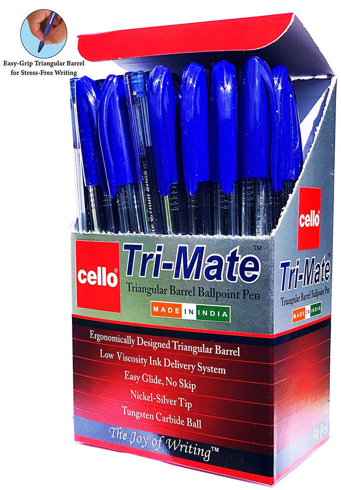 BIC Cristal Cello Original Ballpoint Pens Medium Point Blue Pens, Box of 50