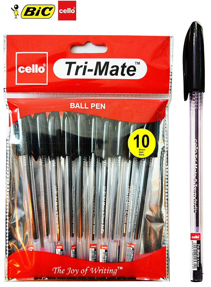 BIC Cristal Cello Original Ballpoint Pens Medium Point (Black, Pack of 10)